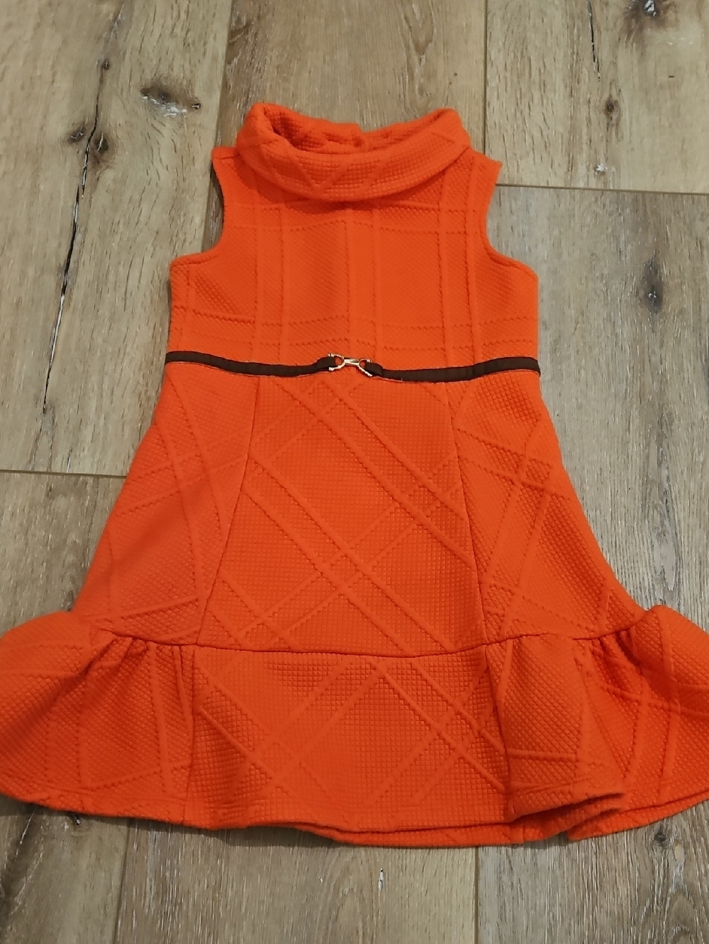 Janie & Jack Girls Orange Sleeveless A-Line Dress with Mock Neck